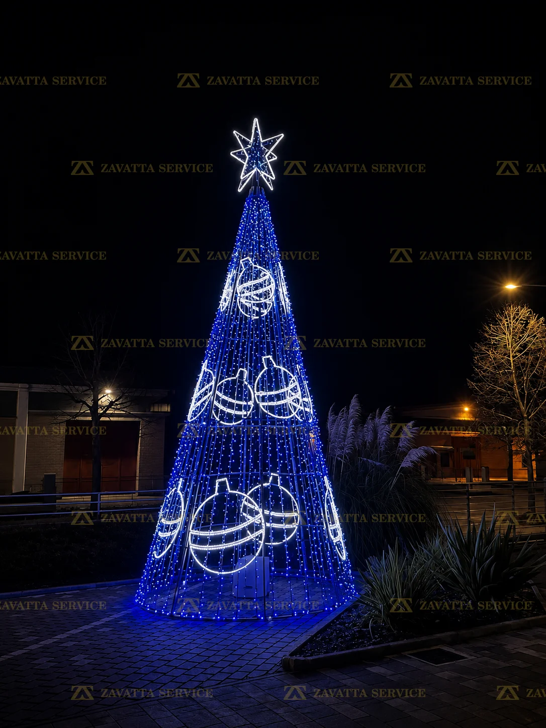 Albero di Natale Blu con Palline 3D - Foto 2