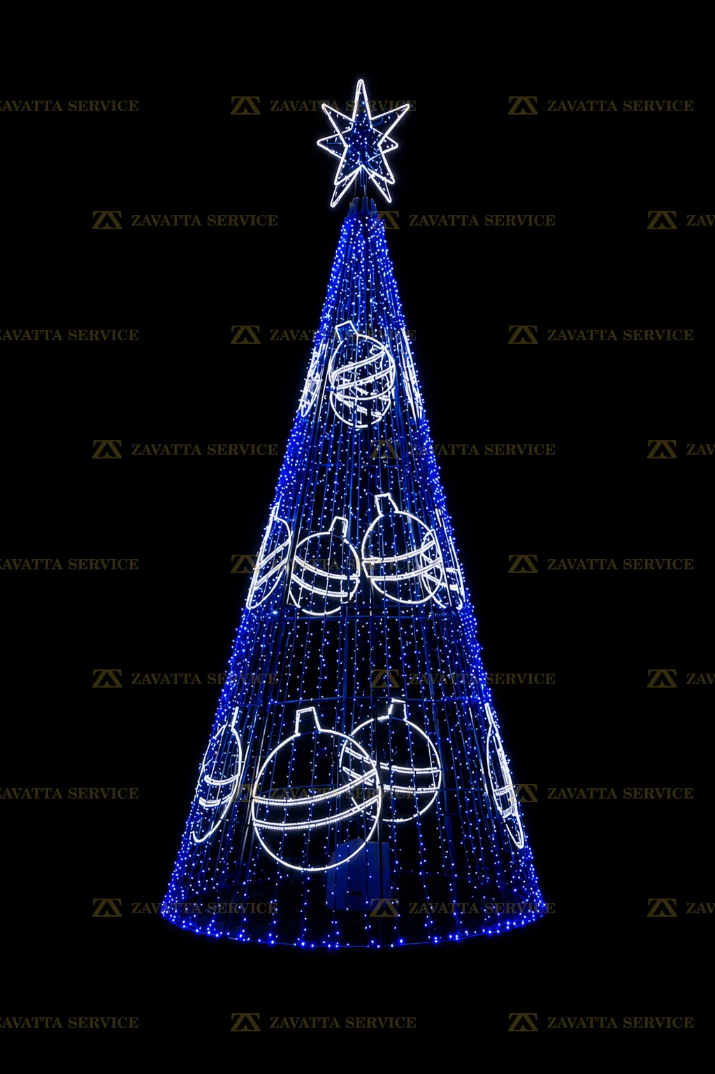 Albero di Natale Blu con Palline 3D - Tecnica 1