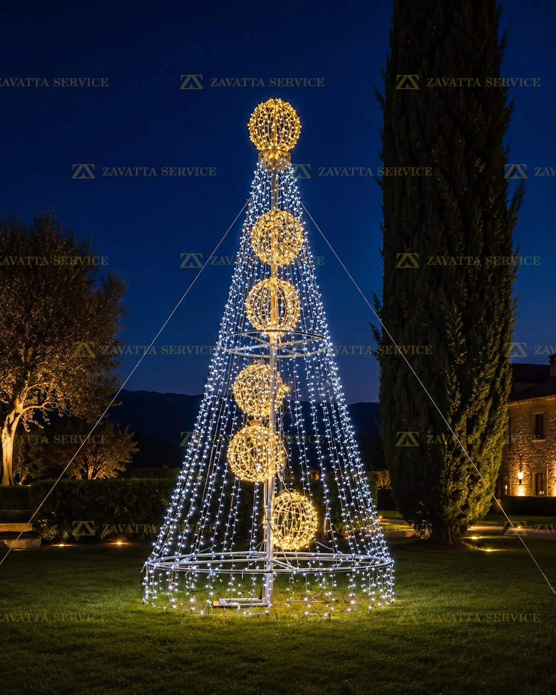 Albero di natale con sfere luminose 3D a noleggio