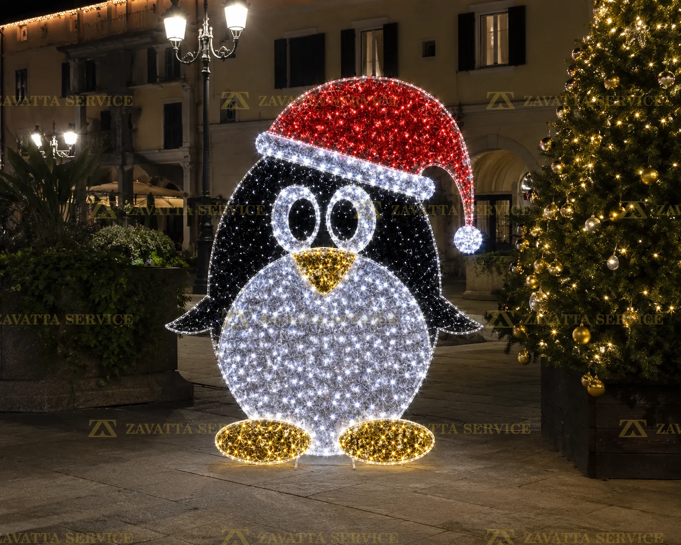 Pinguino con cappello natalizio 2D