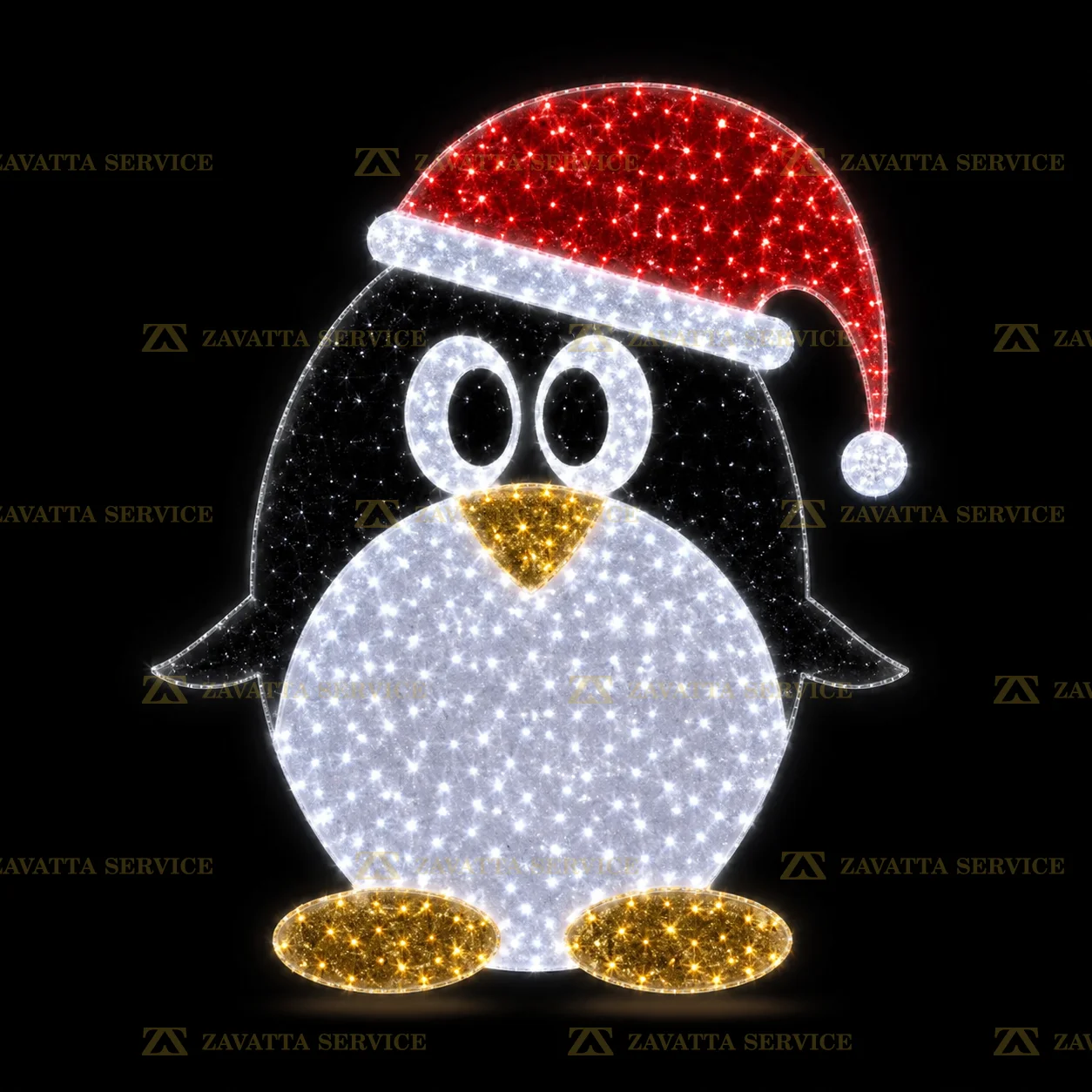 Pinguino con cappello natalizio 2D - Tecnica 1