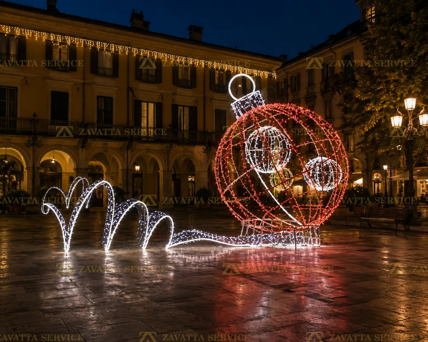 Sfera natalizia luminosa con scia 3D - vista principale
