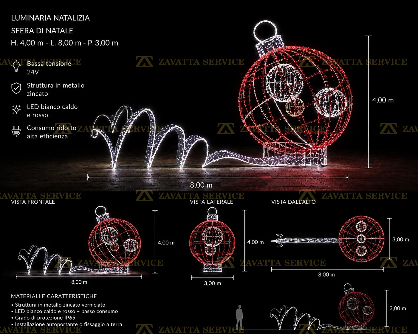 Sfera natalizia luminosa con scia 3D - Tecnica 1